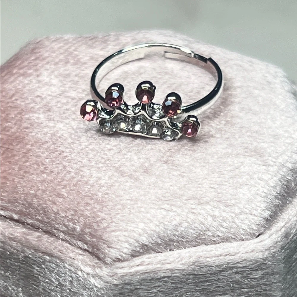 Artisan Pink and Silver Princess Crown Ring